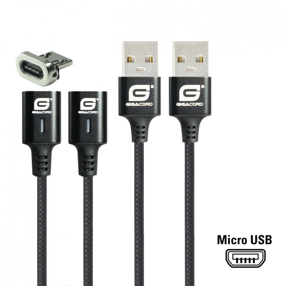 3&#39; GIGACORD MICRO USB MAGNET CABLE – BLACK 2PK