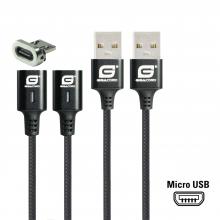 Lenbrook GC-85314 - 3' GIGACORD MICRO USB MAGNET CABLE – BLACK 2PK