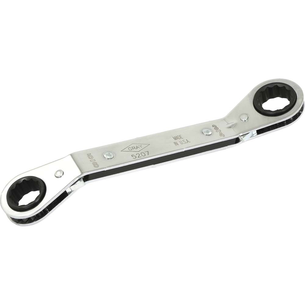 5/8&#34;x 3/4&#34; 12 Point, 25° Offset Ratcheting Box Wrench, Mirror Chrome Finish