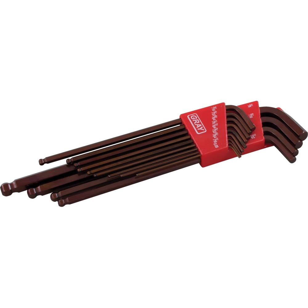 13 Piece SAE, Extra Long Arm Ball S2 Hex Key Set, .050&#34; - 3/8&#34;