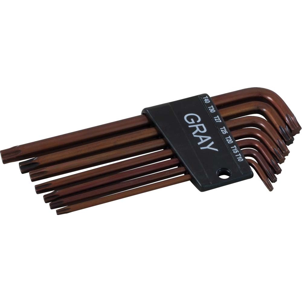 7 Piece Torx, Long Arm S2 Hex Key Set, T10 - T40