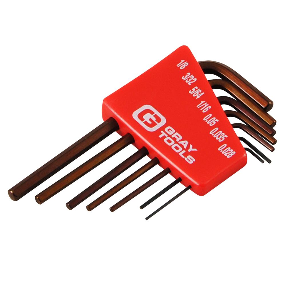 7 Piece SAE, Short Arm Hex Key Set, 0.028&#34; - 1/8&#34;