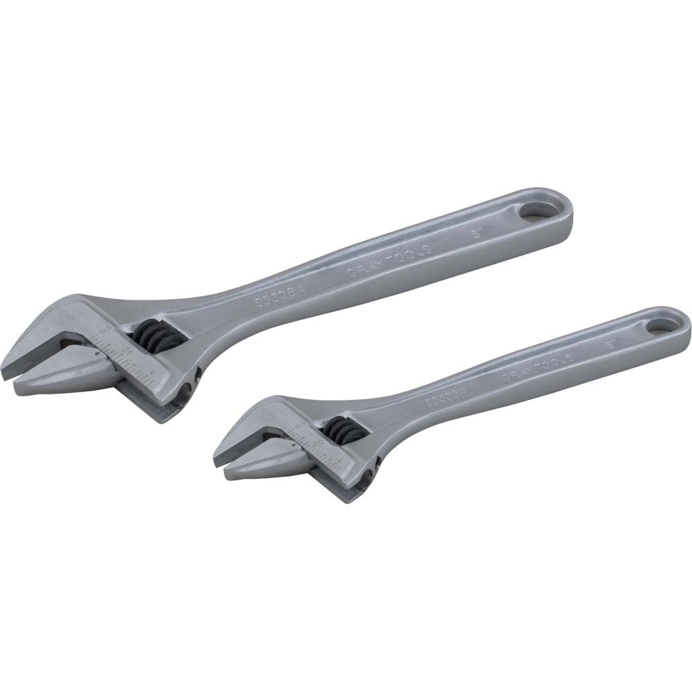 2 Piece Adjustable Wrench Set, 8&#34; & 12&#34;, Matt Finish