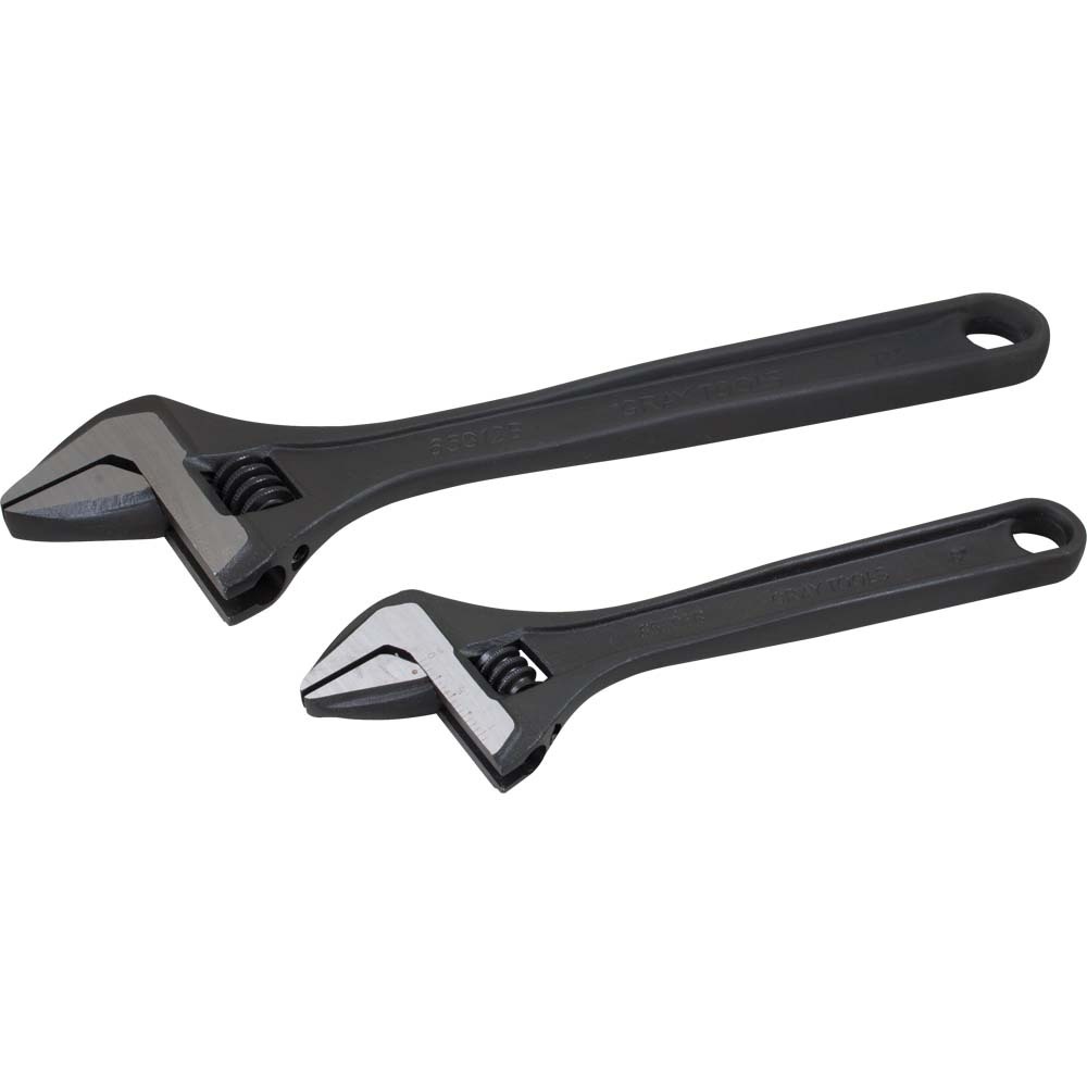 2 Piece Adjustable Wrench Set, 8&#34; & 12&#34;, Black Oxide Finish