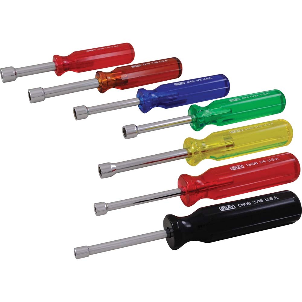 7 Piece SAE Nut Driver Set, Hollow Shank, 3/16&#34; - 1/2&#34;