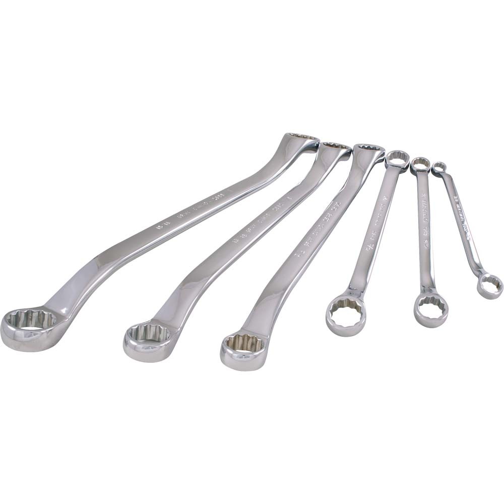 6 Piece 12 Point SAE, Chrome Box End Wrench Set, 3/8&#34; X 7/16&#34; - 15/16&#34; - 1&#34;