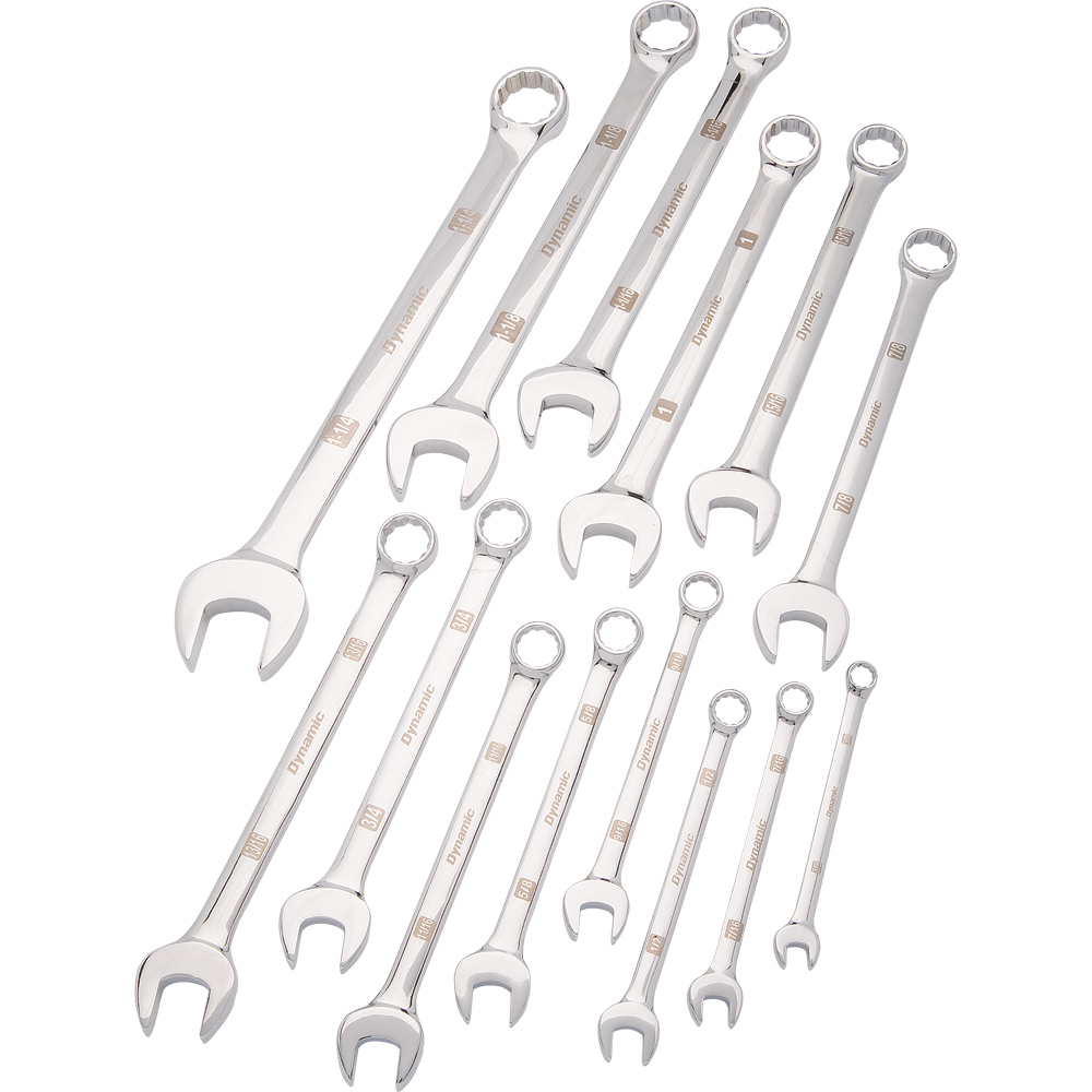 14 Piece SAE Combination Wrench Set, Mirror Chrome Finish, 3/8&#34; - 1-1/4&#34;