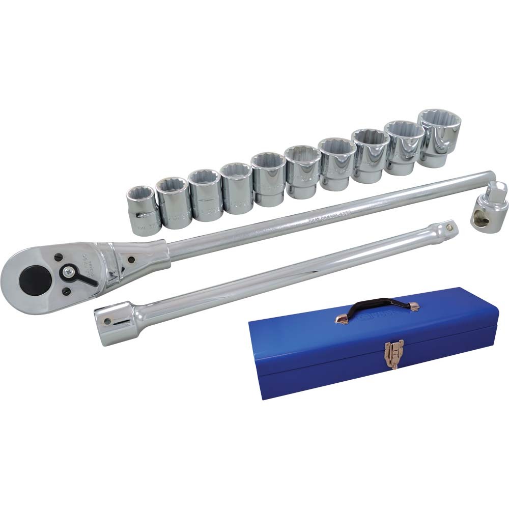 15 Piece 3/4&#34; Drive, 12 Point, SAE Chrome Socket & Attachment Set