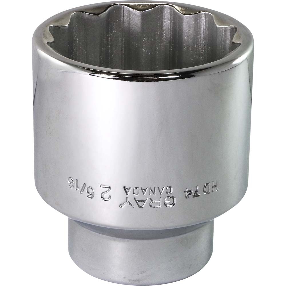 2-5/16&#34; X 3/4&#34; Drive, 12 Point Standard Length, Chrome Finish Socket