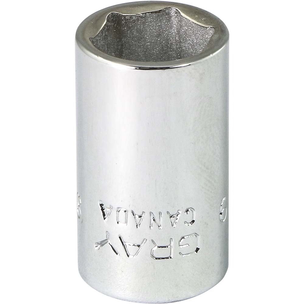 9mm X 1/4&#34; Drive, 6 Point Standard Length, Chrome Finish Socket