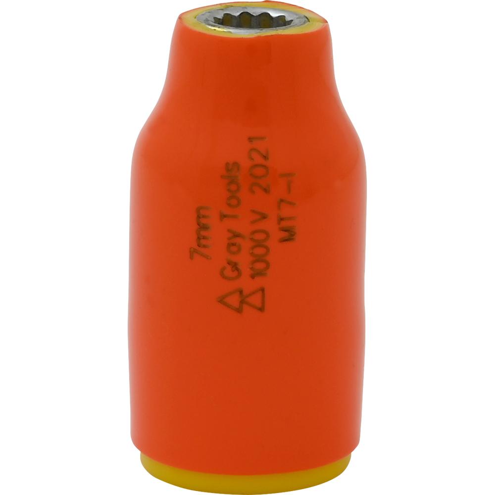 7mm X 3/8&#34; Drive, 12 Point Standard Length Socket, 1000V Insulated