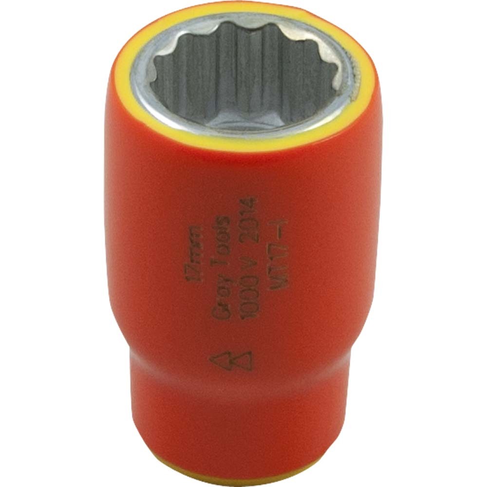 9mm X 3/8&#34; Drive, 12 Point Standard Length Socket, 1000V Insulated