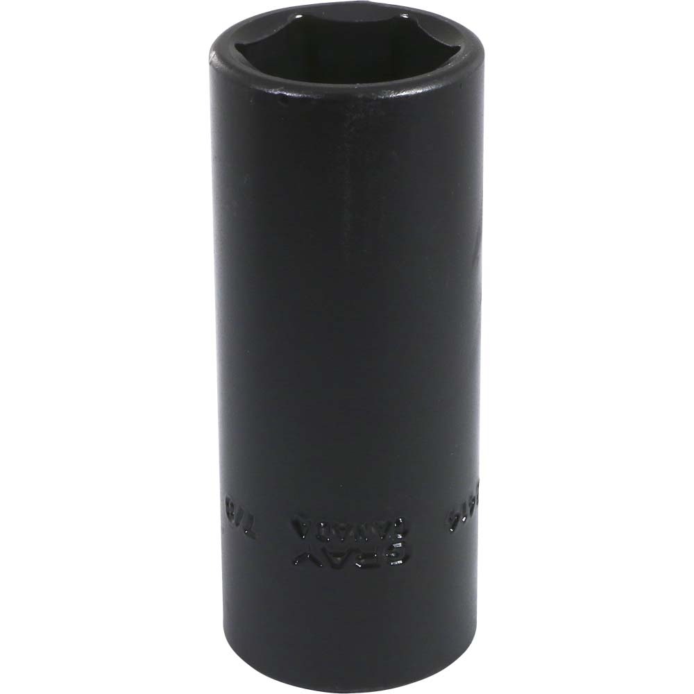 7/8&#34; X 1/2&#34; Drive, 6 Point Deep Length, Black Impact Socket