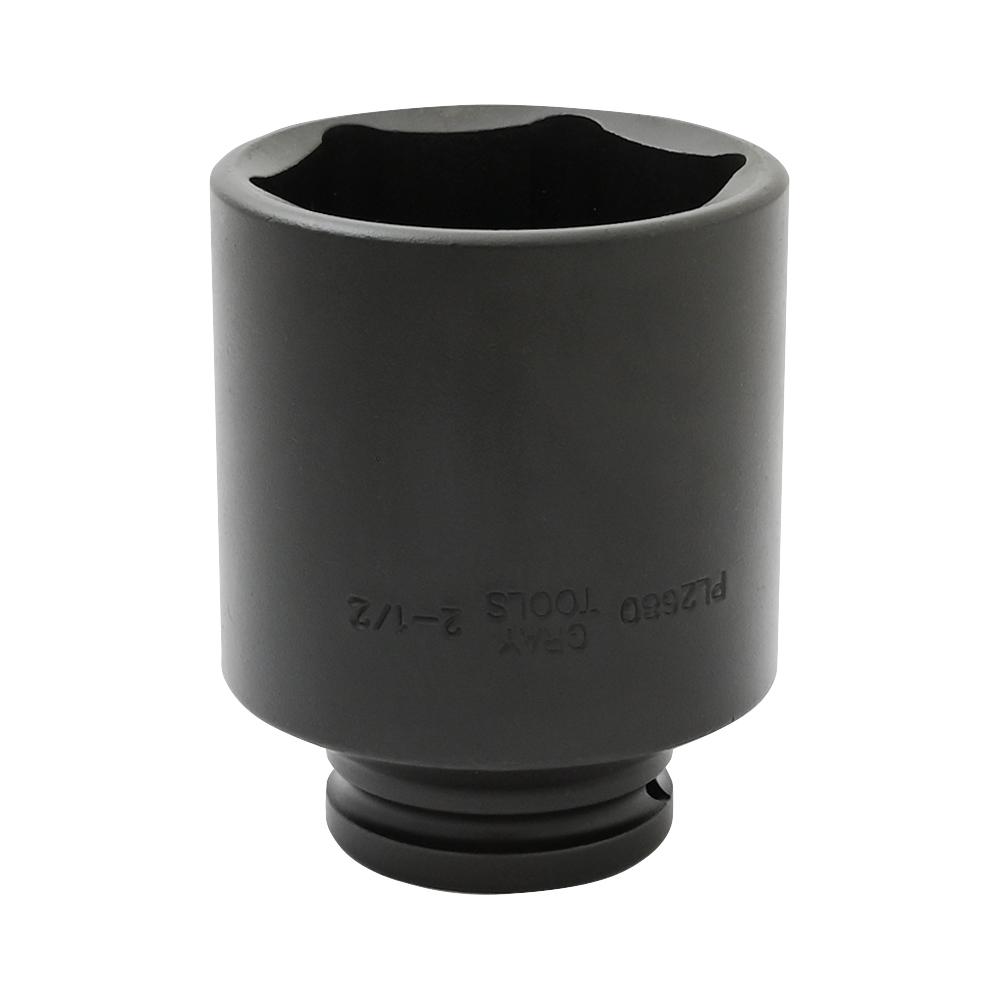 2-1/2&#34; X 3/4&#34; Drive, 6 Point Deep Length, Black Impact Socket