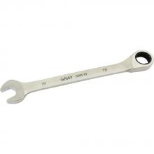 Gray Tools 500019 - 19mm Combination Fixed Head Ratcheting Wrench, Stainless Steel Finish
