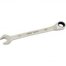 Gray Tools 500124 - 3/4" Combination Fixed Head Ratcheting Wrench, Stainless Steel Finish