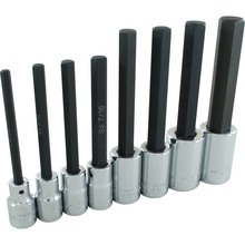 Gray Tools DW24XLS - 8 Piece 1/2" Drive, Extra Long SAE Hex Head, Chrome Socket Set, 1/4" - 3/4"
