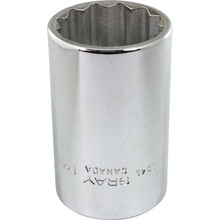 Gray Tools LD46 - 1-7/16" X 1/2" Drive, 12 Point Deep Length, Chrome Finish Socket