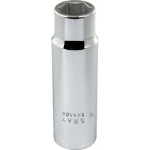 Gray Tools LDS18 - 9/16" X 1/2" Drive, 6 Point Deep Length, Chrome Finish Socket