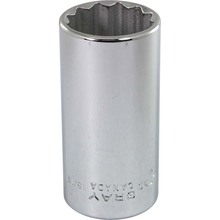 Gray Tools LT30 - 15/16" X 3/8" Drive, 12 Point Deep Length, Chrome Finish Socket