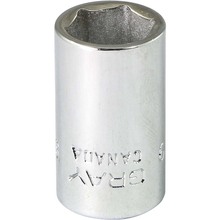 Gray Tools M609 - 9mm X 1/4" Drive, 6 Point Standard Length, Chrome Finish Socket
