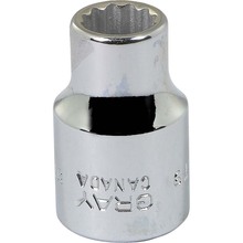 Gray Tools MT9 - 9mm X 3/8" Drive, 12 Point Standard Length, Chrome Finish Socket