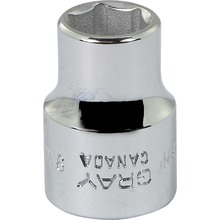 Gray Tools MT9H - 9mm X 3/8" Drive, 6 Point Standard Length, Chrome Finish Socket