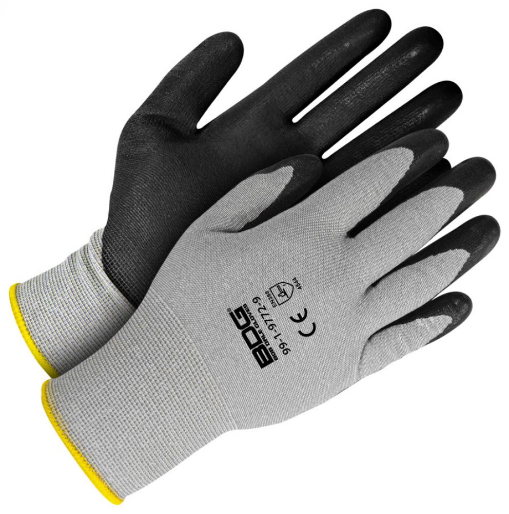 Grey 18G Seamless Knit HPPE Cut Resistant w/ Black NPR Foam