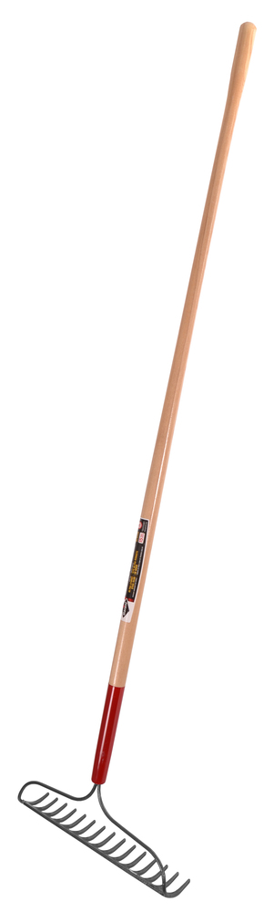 Bow rake, 15 tines, 60&#34; wood handle