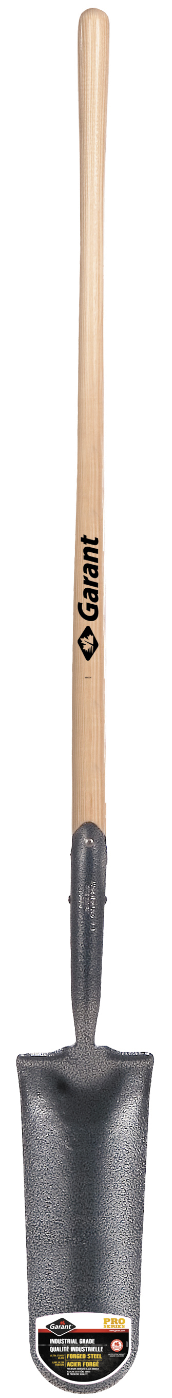 Drain spade 14&#34;, forged blade, wood handle, lh