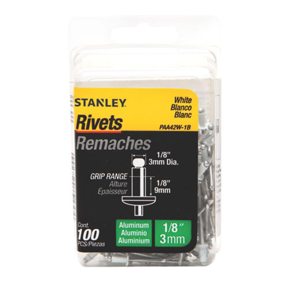 100 pk 1/8 in x 1/8 in White Aluminum Rivets