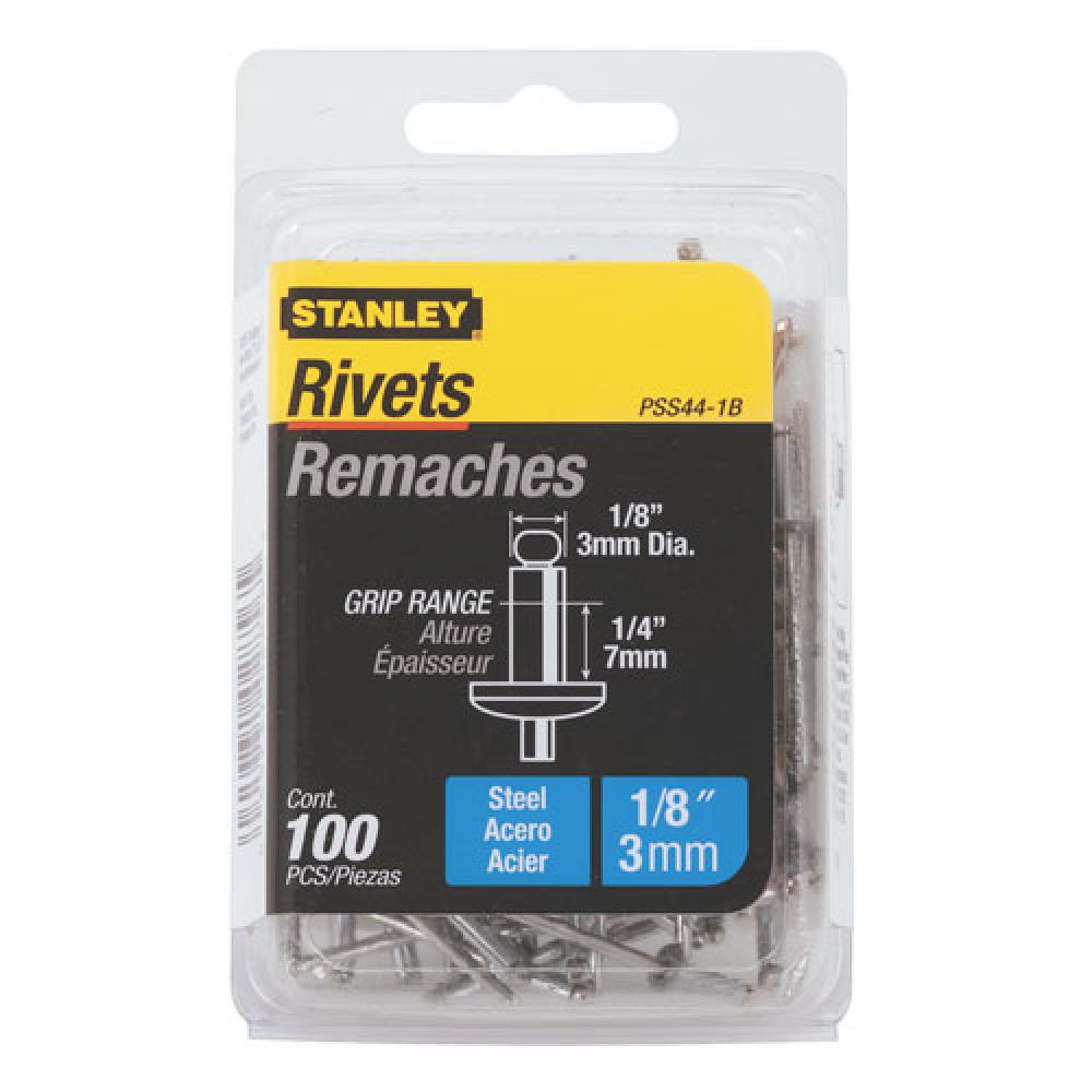 100 pk 1/8 in x 1/4 in Steel Rivets