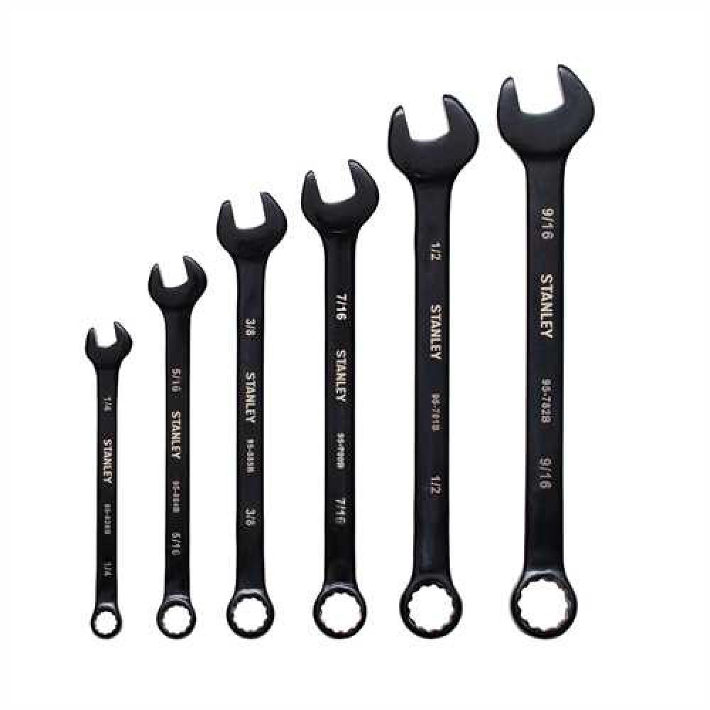 6 pc Black Chrome Combination Wrench Set