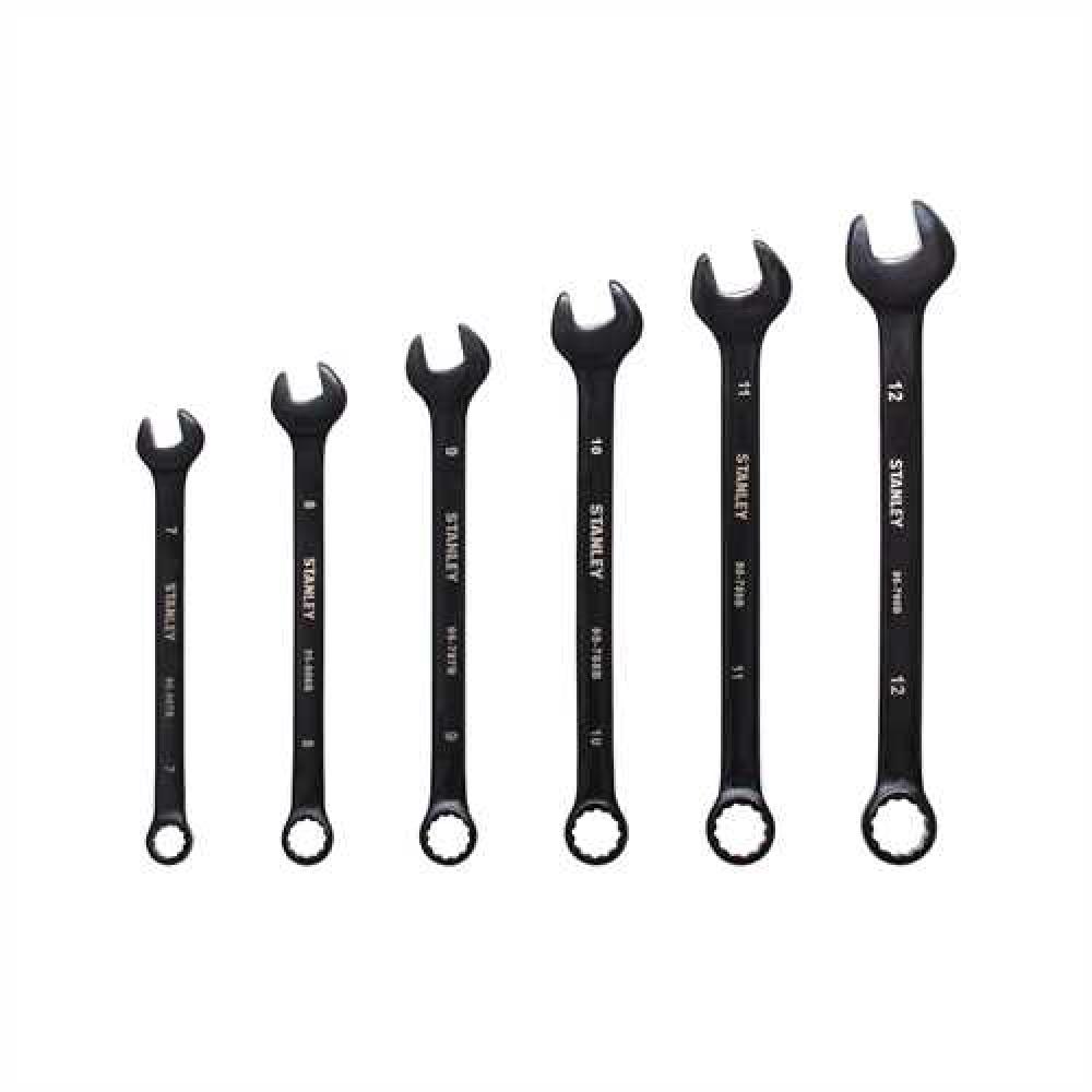 6 pc Black Chrome Combination Wrench Set