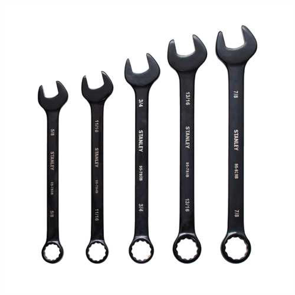 5 pc Black Chrome Combination Wrench Set