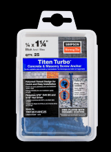 Simpson Strong-Tie TNT25114H - Titen Turbo™ - 1/4 in. x 1-1/4 in. Hex-Head Concrete and Masonry Screw, Blue (100-Qty)