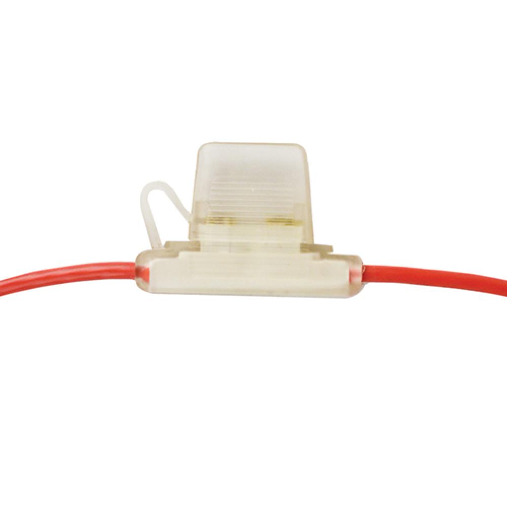 FUSE HOLDER INLINE MAXI BLADE 6GA RED/CLEAR C/W COVER