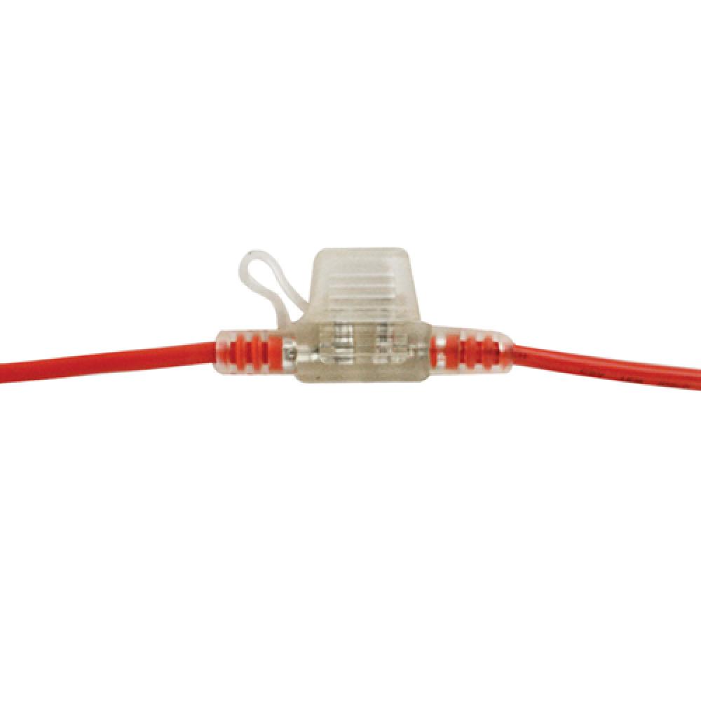 FUSE HOLDER INLINE MINI BLADE 12GA RED/CLEAR C/W COVER