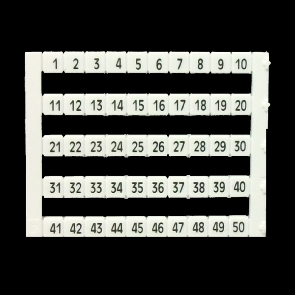 MARKER 5x5mm, 1 TO 50,PRINTED,WHITE
