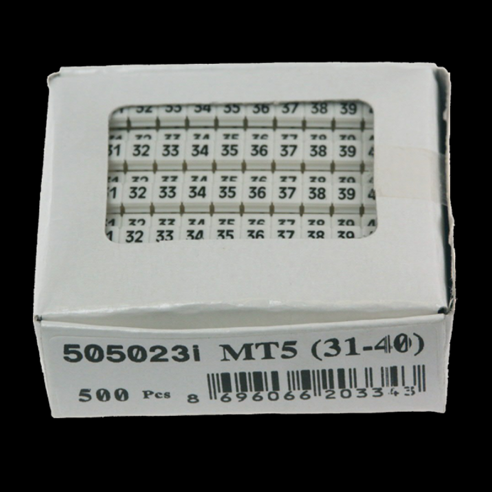 MARKER 5x5mm,31 TO 40,PRINTED,WHITE