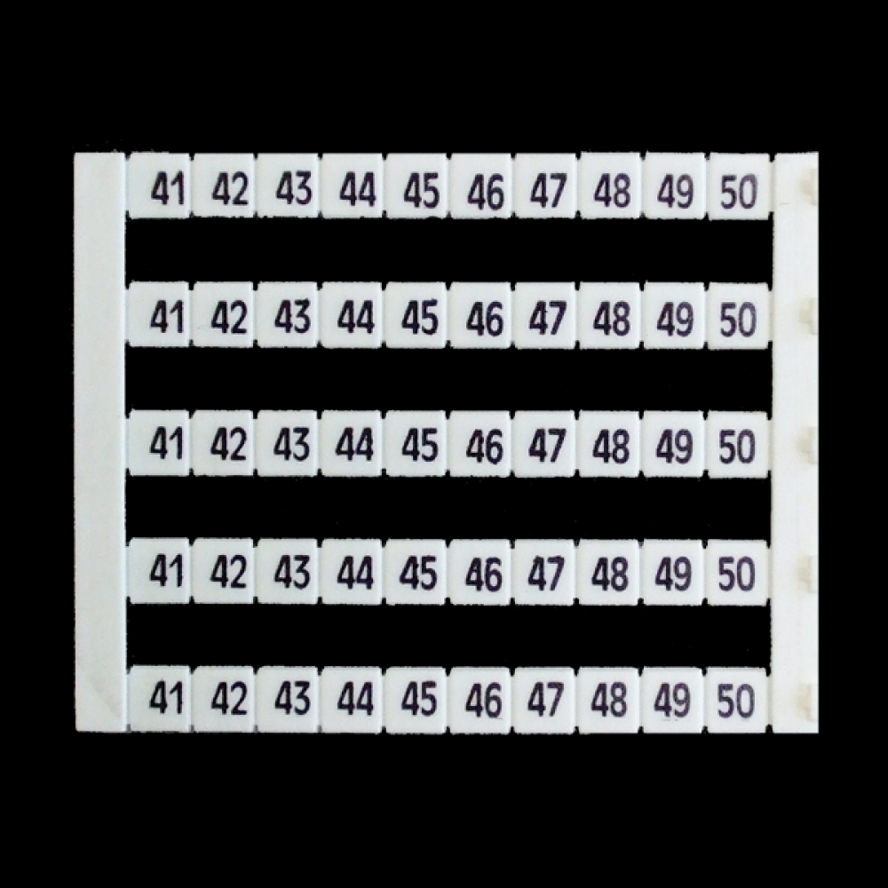 MARKER 5x5mm,41 TO 50,PRINTED,WHITE