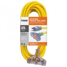 Prime Wire & Cable EC611825 - 25FT 12/3 SJTW Yellow Triple-Tap w/ Indicator Light
