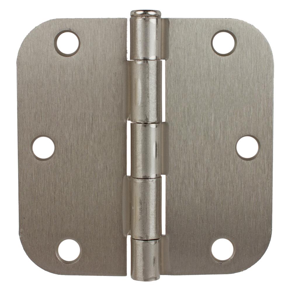 2PC Door Hinge 3 ½ in x 3 ½ in Round Corner 5/8in Satin Nickel Steel