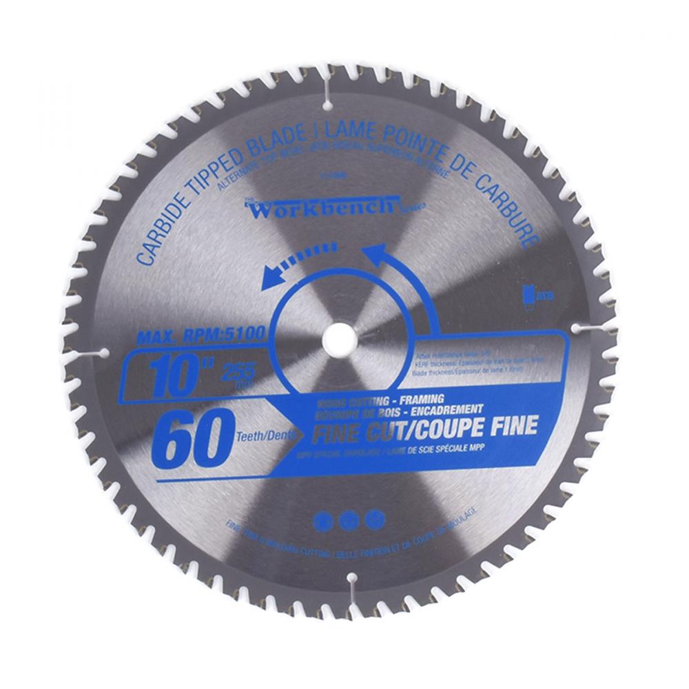 Carbide Tipped Saw Blade ATB Fine Cut 10in (255mm) 60T 5100RPM
