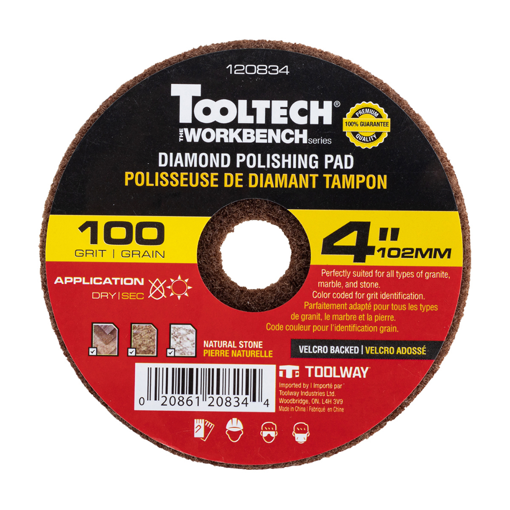 10Pc Diamond Dry Polishing Pad 4in 100grit