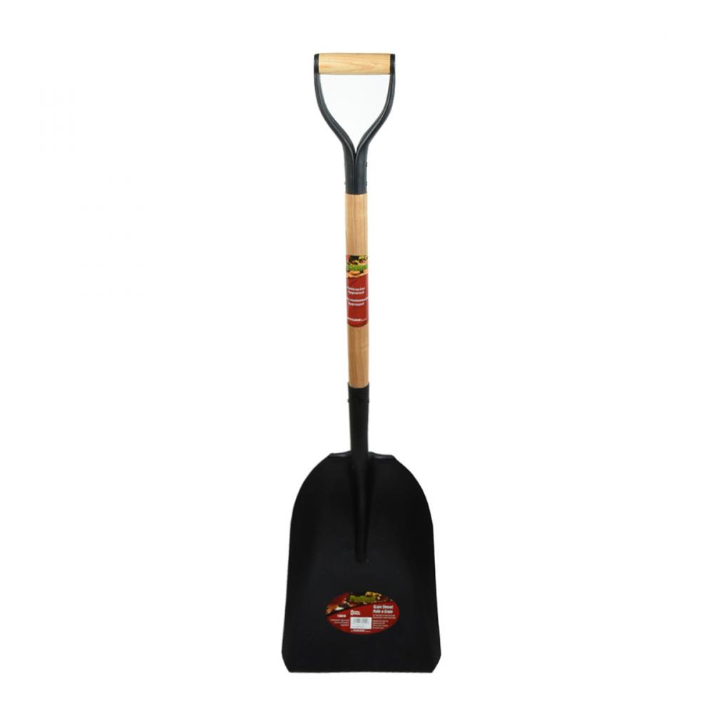 Grain Scoop Shovel 44in x 16in Steel Blade Wood D-Handle