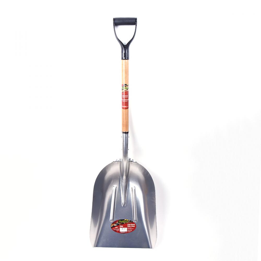 Grain Scoop Shovel 48in x 14-1/2in Aluminum Blade Wood Poly D-Handle
