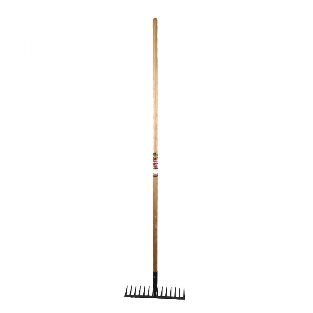 Asphalt Levelling Rake 56-1/2in 14-Carbon Steel Tine Hardwood  Handle