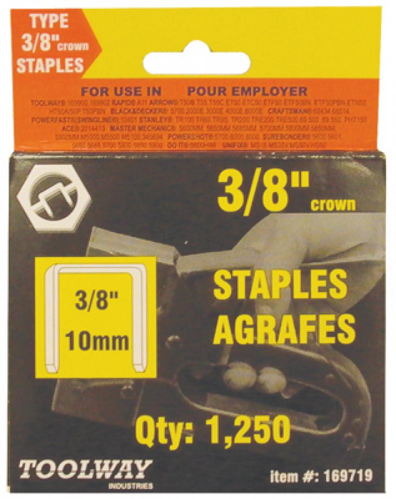 Staples T50 3/8in x 3/8in Crown Chisel Point 20ga 4x1250/pk