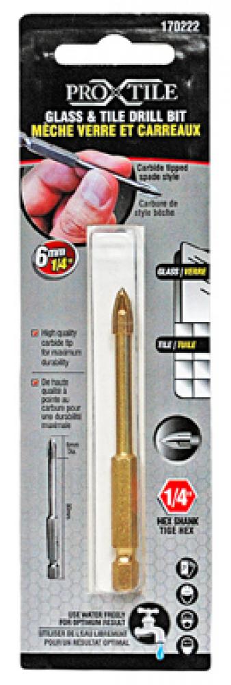 Glass & Tile Cross Drill Bit ¼in x 80mm Carbide Tip ¼in Shank